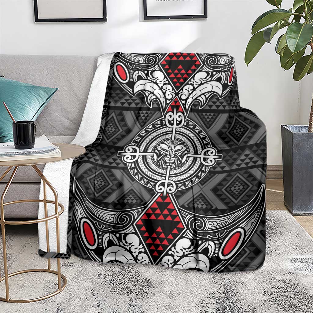 Black Aotearoa Taniko Motif Blanket Vintage Maori New Zealand Tribal Art Pattern