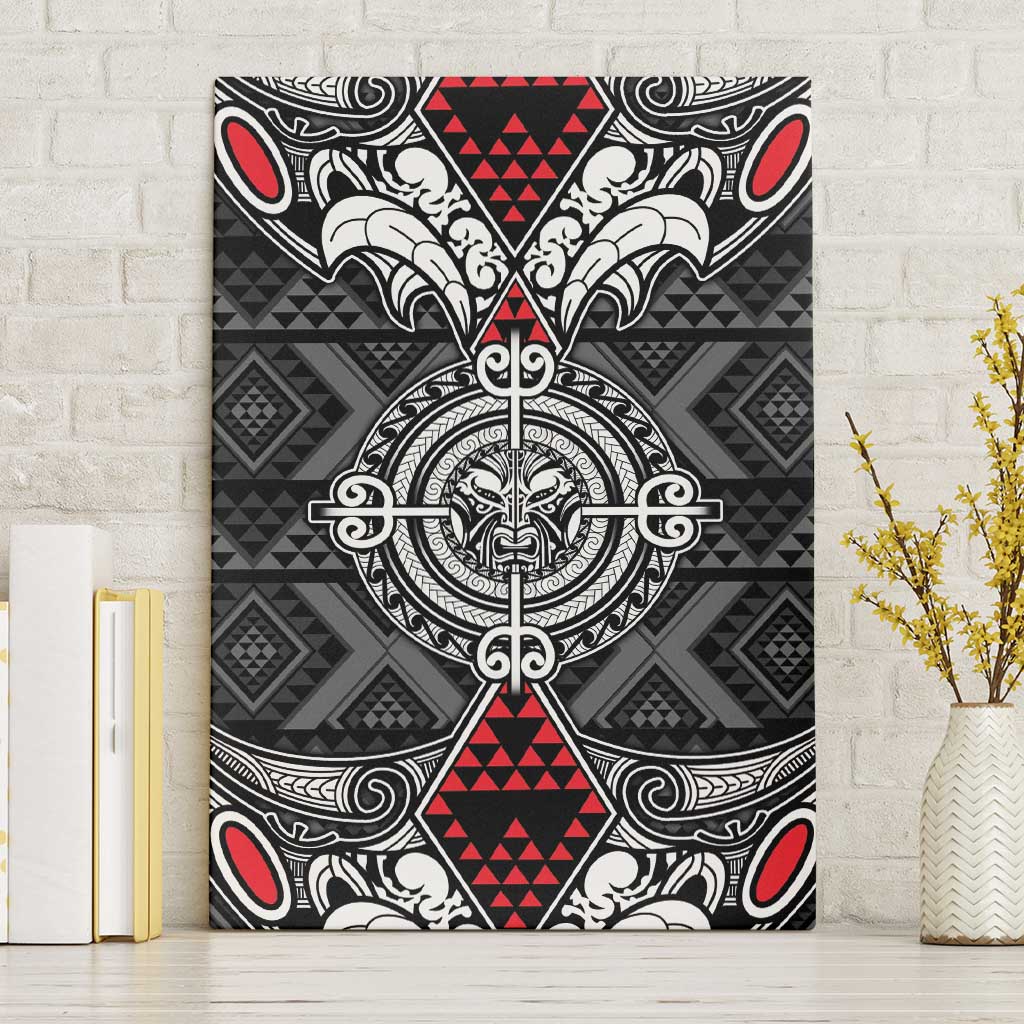 Black Aotearoa Taniko Motif Canvas Wall Art Vintage Maori New Zealand Tribal Art Pattern