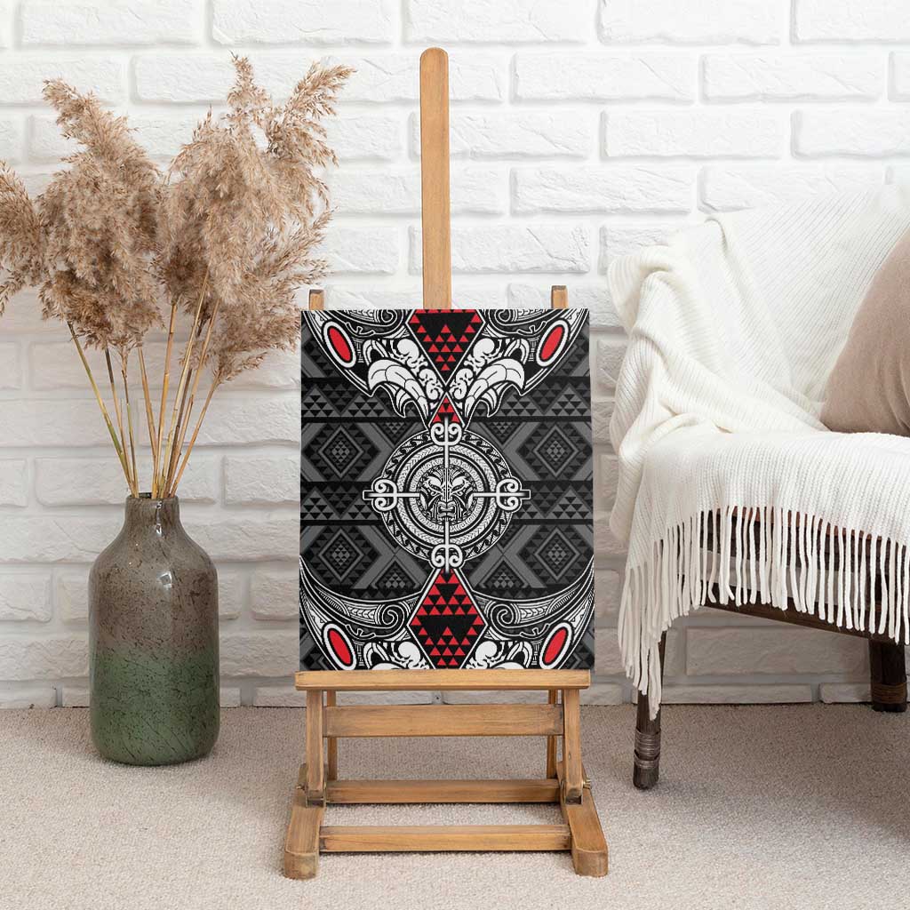 Black Aotearoa Taniko Motif Canvas Wall Art Vintage Maori New Zealand Tribal Art Pattern