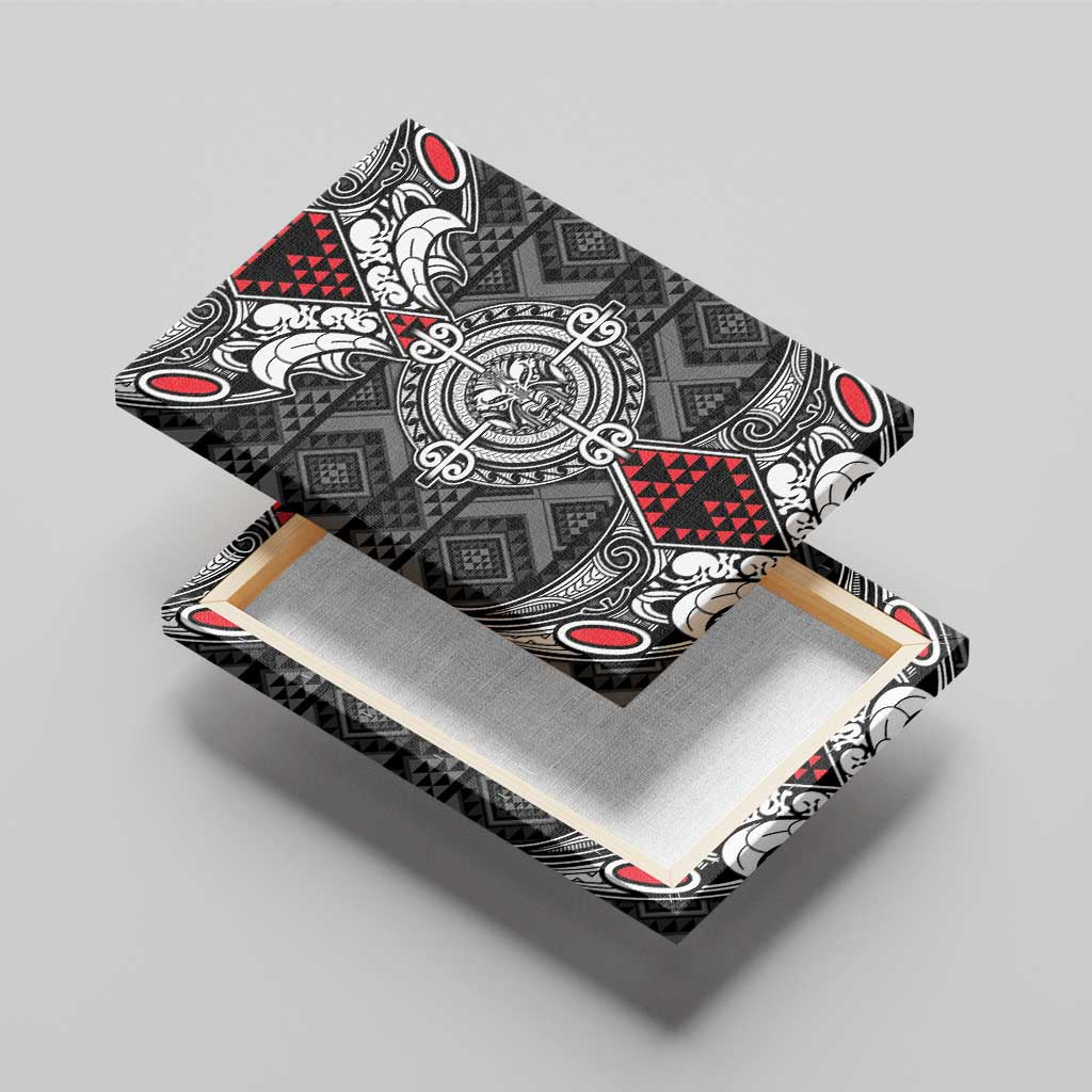 Black Aotearoa Taniko Motif Canvas Wall Art Vintage Maori New Zealand Tribal Art Pattern