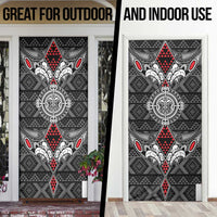Black Aotearoa Taniko Motif Door Cover Vintage Maori New Zealand Tribal Art Pattern - Polynesian Pride