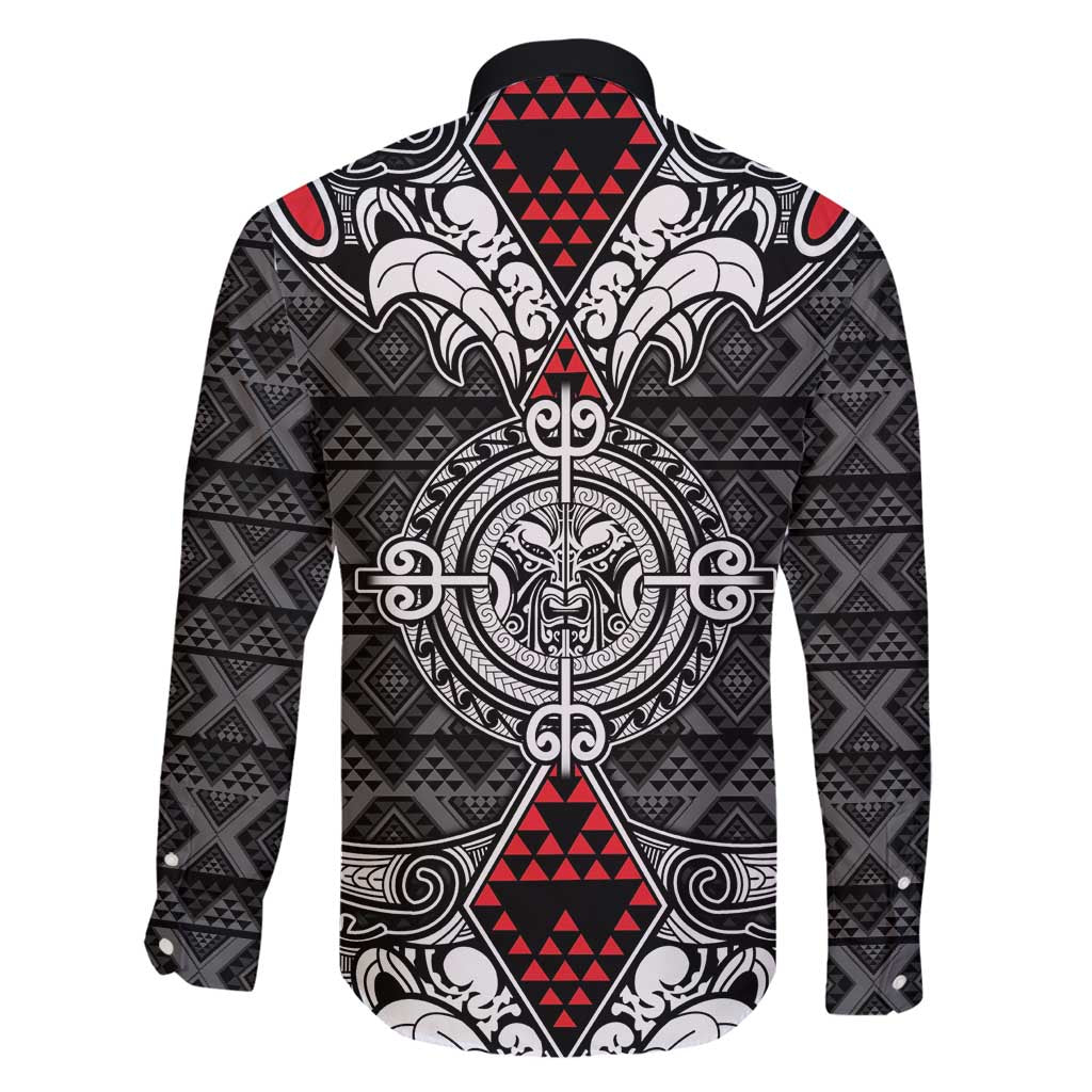Black Aotearoa Tanilo Motif Family Matching Long Sleeve Bodycon Dress and Hawaiian Shirt Vintage Maori New Zealand Tribal Art Pattern LT9 - Polynesian Pride
