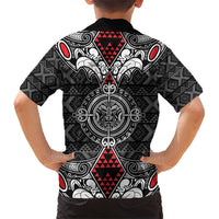 Black Aotearoa Tanilo Motif Family Matching Short Sleeve Bodycon Dress and Hawaiian Shirt Vintage Maori New Zealand Tribal Art Pattern LT9 - Polynesian Pride
