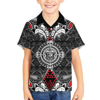 Black Aotearoa Tanilo Motif Family Matching Short Sleeve Bodycon Dress and Hawaiian Shirt Vintage Maori New Zealand Tribal Art Pattern LT9 Son's Shirt Black - Polynesian Pride