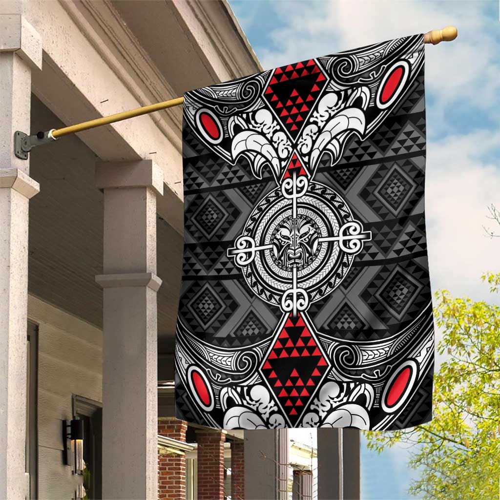 Black Aotearoa Taniko Motif Garden Flag Vintage Maori New Zealand Tribal Art Pattern