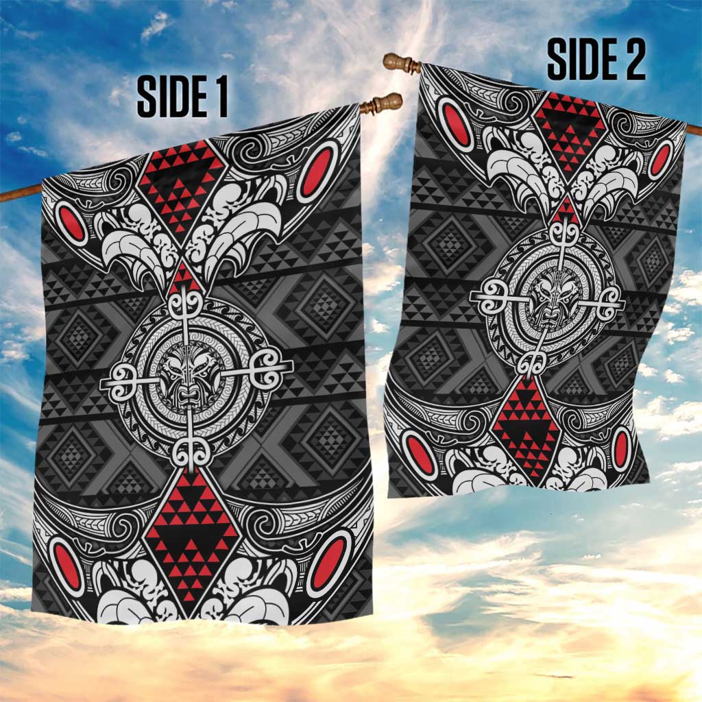 Black Aotearoa Taniko Motif Garden Flag Vintage Maori New Zealand Tribal Art Pattern