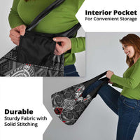 Black Aotearoa Taniko Motif Grocery Bag Vintage Maori New Zealand Tribal Art Pattern