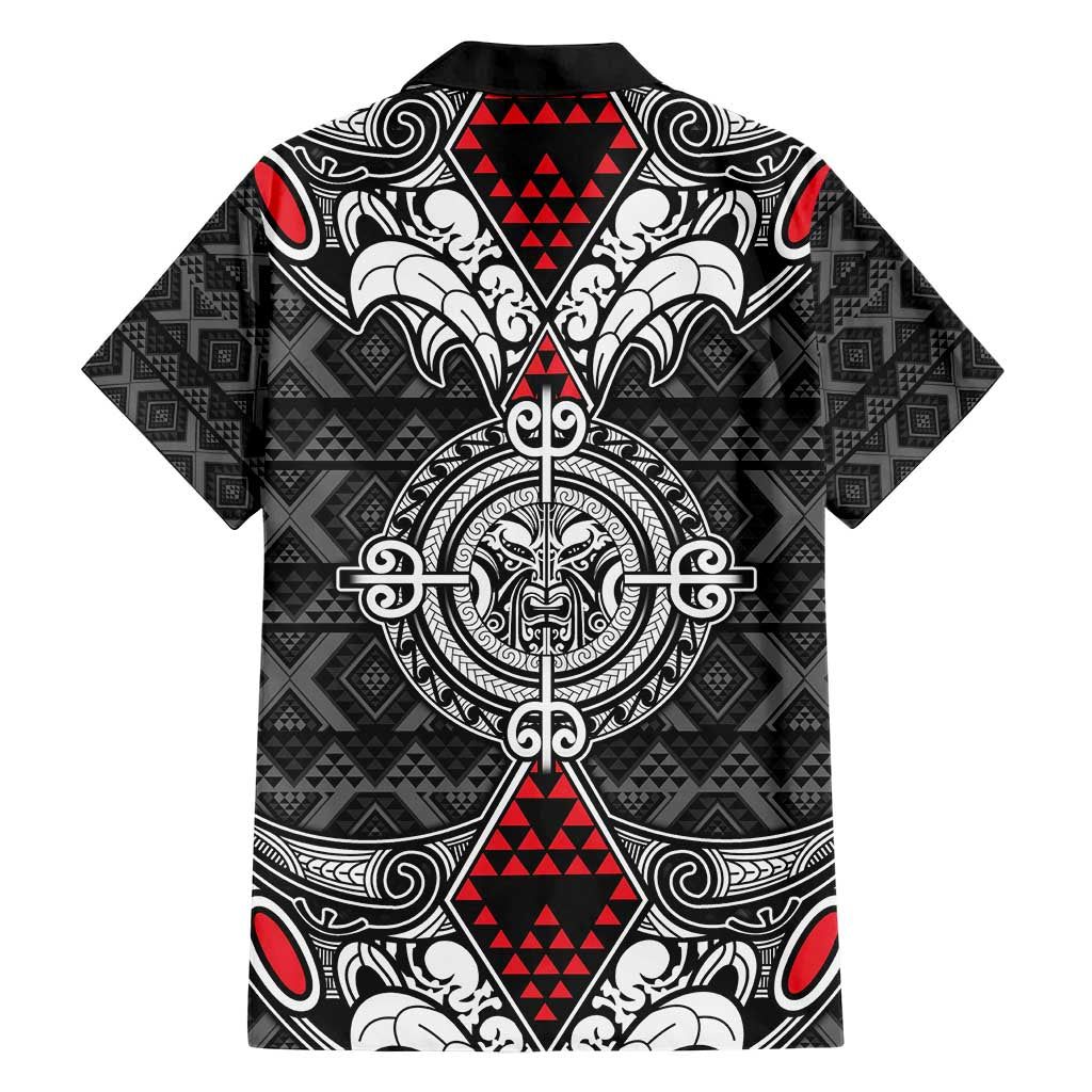 Black Aotearoa Tanilo Motif Hawaiian Shirt Vintage Maori New Zealand Tribal Art Pattern