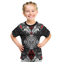 Black Aotearoa Tanilo Motif Kid T Shirt Vintage Maori New Zealand Tribal Art Pattern LT9 Black - Polynesian Pride