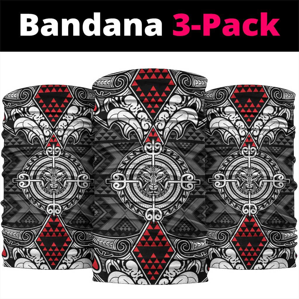 Black Aotearoa Taniko Motif Neck Gaiter Vintage Maori New Zealand Tribal Art Pattern - Polynesian Pride