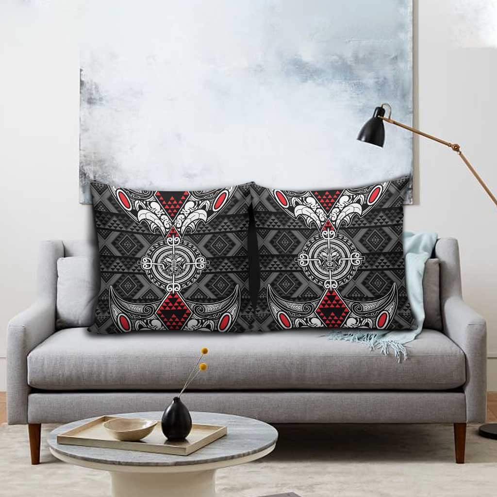 Black Aotearoa Taniko Motif Pillow Cover Vintage Maori New Zealand Tribal Art Pattern LT9 - Polynesian Pride