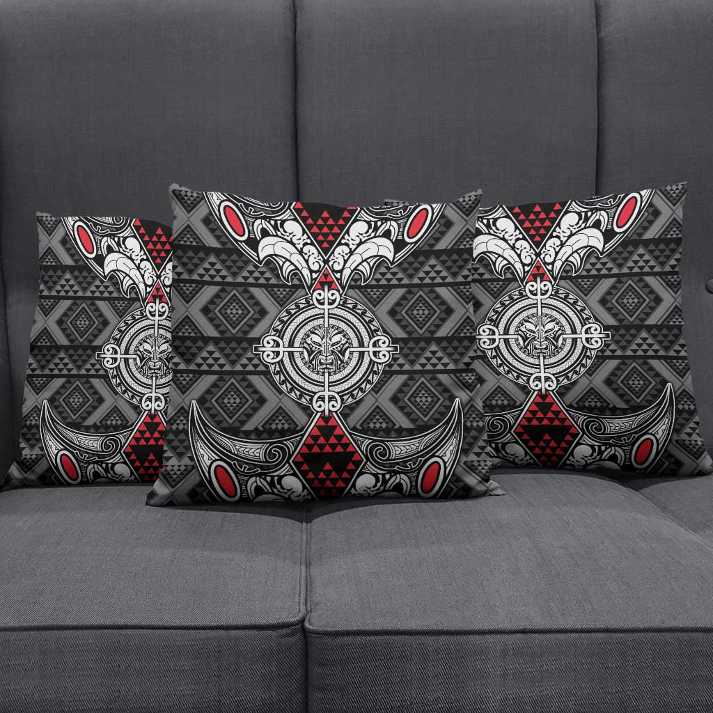 Black Aotearoa Taniko Motif Pillow Cover Vintage Maori New Zealand Tribal Art Pattern LT9 - Polynesian Pride