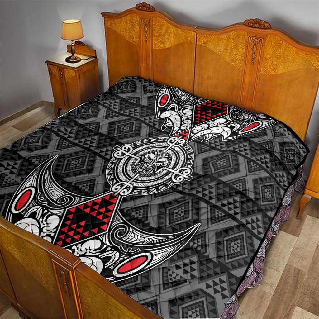 Black Aotearoa Taniko Motif Quilt Vintage Maori New Zealand Tribal Art Pattern