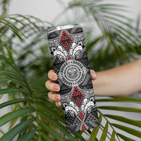 Black Aotearoa Taniko Motif Skinny Tumbler Vintage Maori New Zealand Tribal Art Pattern LT9 - Polynesian Pride