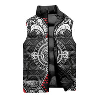 Black Aotearoa Taniko Motif Sleeveless Puffer Jacket Vintage Maori New Zealand Tribal Art Pattern - Polynesian Pride