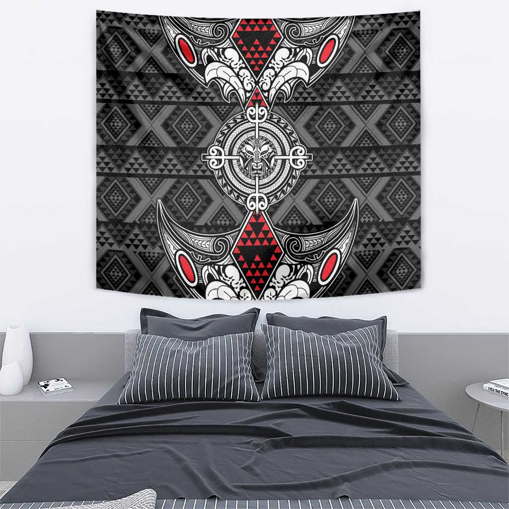 Black Aotearoa Taniko Motif Tapestry Vintage Maori New Zealand Tribal Art Pattern
