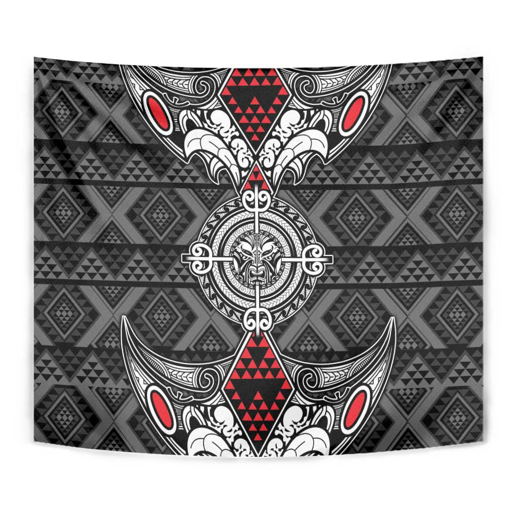 Black Aotearoa Taniko Motif Tapestry Vintage Maori New Zealand Tribal Art Pattern