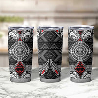 Black Aotearoa Taniko Motif Tumbler Cup Vintage Maori New Zealand Tribal Art Pattern LT9 - Polynesian Pride