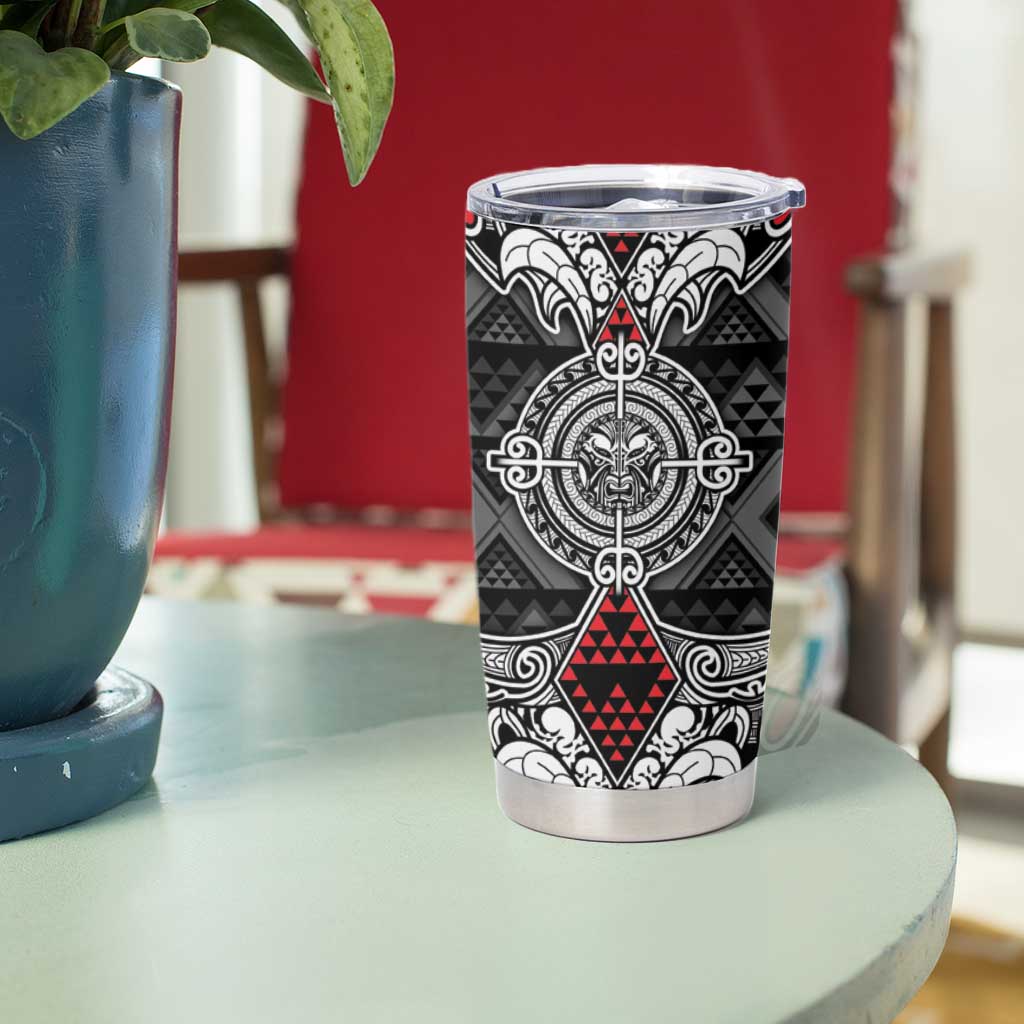 Black Aotearoa Taniko Motif Tumbler Cup Vintage Maori New Zealand Tribal Art Pattern LT9 - Polynesian Pride