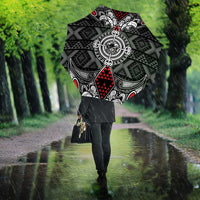 Black Aotearoa Taniko Motif Umbrella Vintage Maori New Zealand Tribal Art Pattern - Polynesian Pride