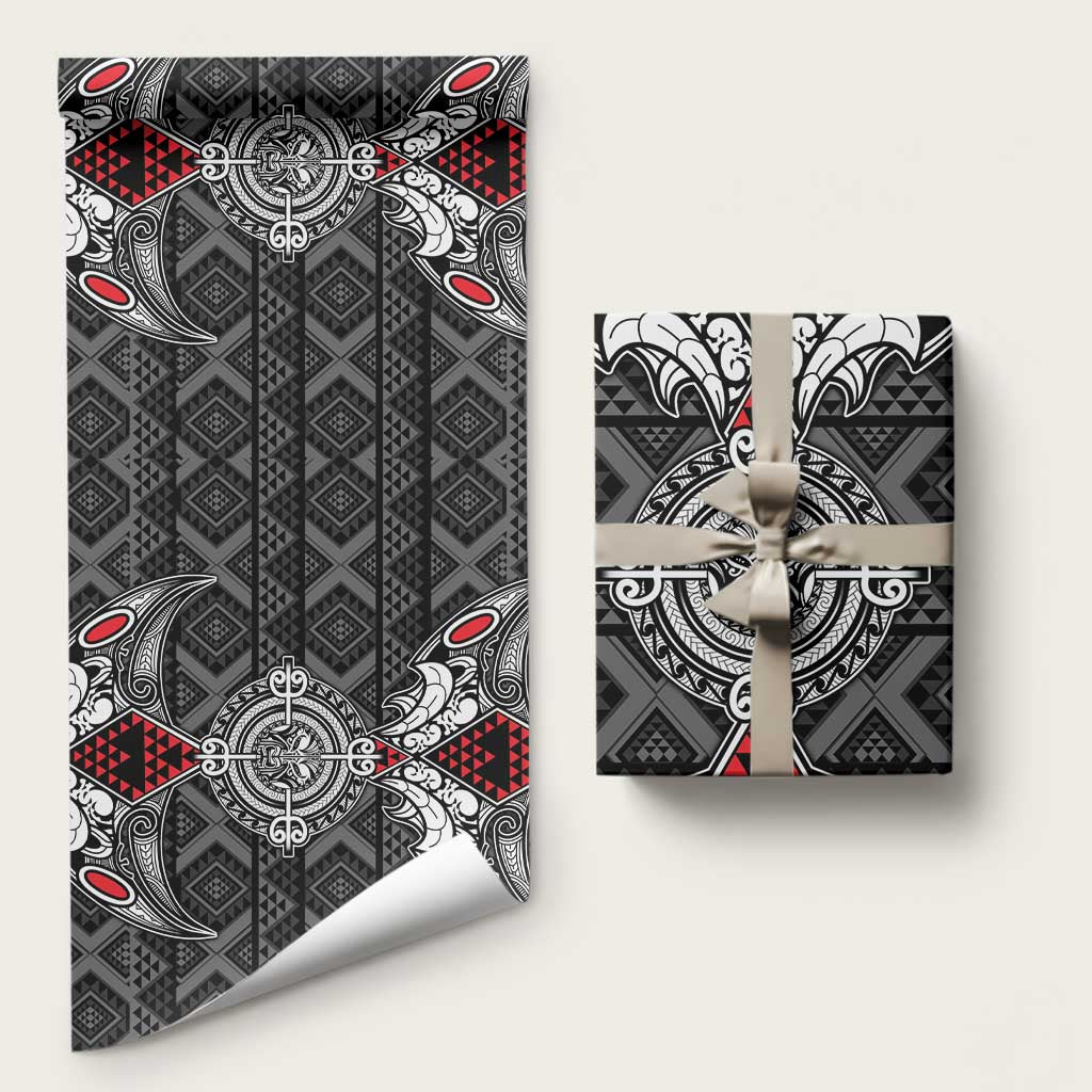 Black Aotearoa Taniko Motif Wrapping Paper Vintage Maori New Zealand Tribal Art Pattern - Polynesian Pride