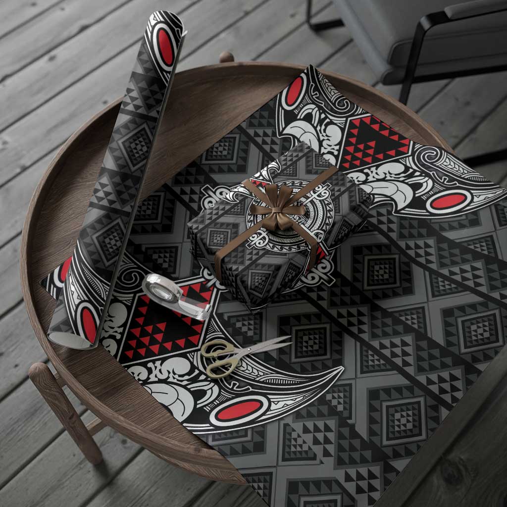 Black Aotearoa Taniko Motif Wrapping Paper Vintage Maori New Zealand Tribal Art Pattern - Polynesian Pride