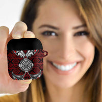 Red Aotearoa Taniko Motif AirPods Case Vintage Maori New Zealand Tribal Art Pattern - Polynesian Pride