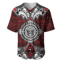 Red Aotearoa Tanilo Motif Baseball Jersey Vintage Maori New Zealand Tribal Art Pattern LT9 Red - Polynesian Pride