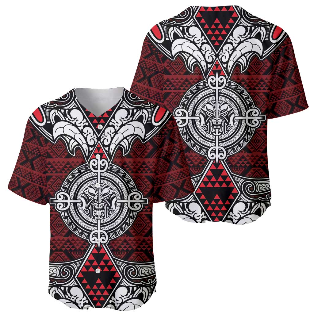 Red Aotearoa Tanilo Motif Baseball Jersey Vintage Maori New Zealand Tribal Art Pattern LT9 - Polynesian Pride
