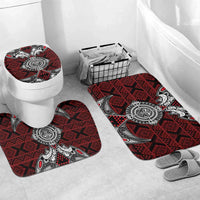Red Aotearoa Taniko Motif Bathroom Set Vintage Maori New Zealand Tribal Art Pattern - Polynesian Pride