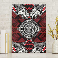 Red Aotearoa Taniko Motif Canvas Wall Art Vintage Maori New Zealand Tribal Art Pattern