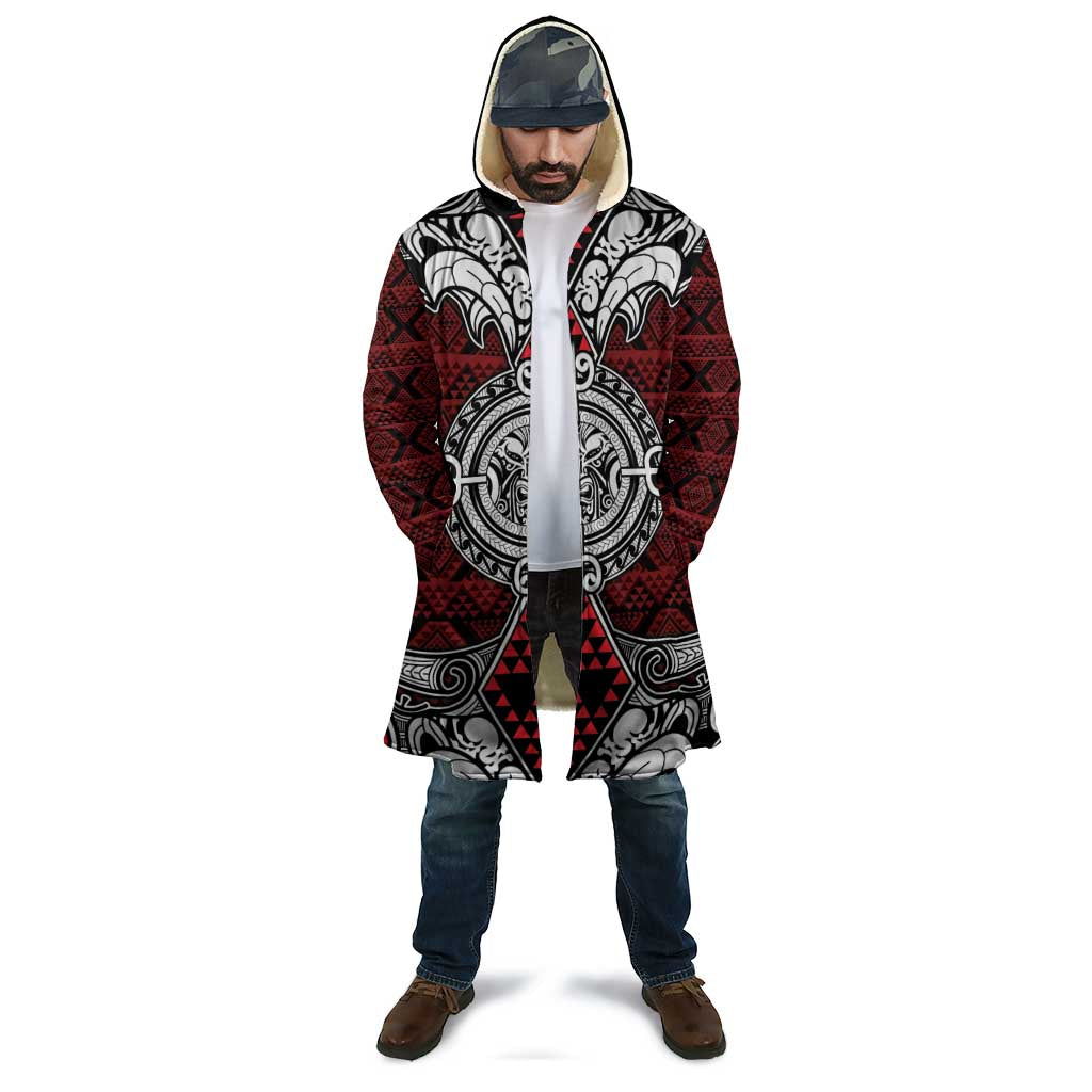 Red Aotearoa Taniko Motif Cloak Vintage Maori New Zealand Tribal Art Pattern - Polynesian Pride