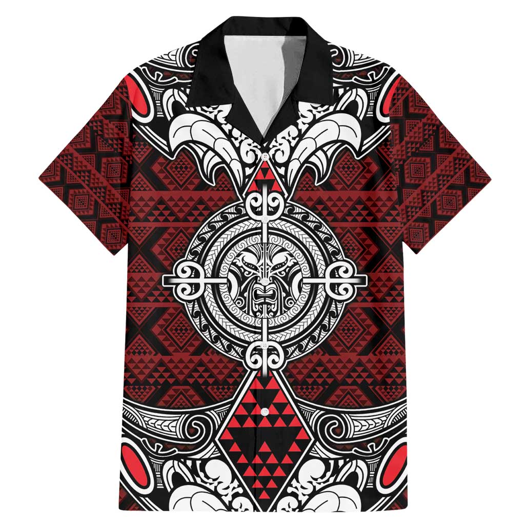 Red Aotearoa Tanilo Motif Family Matching Mermaid Dress and Hawaiian Shirt Vintage Maori New Zealand Tribal Art Pattern LT9 Dad's Shirt - Short Sleeve Red - Polynesian Pride