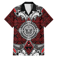 Red Aotearoa Tanilo Motif Family Matching Mermaid Dress and Hawaiian Shirt Vintage Maori New Zealand Tribal Art Pattern LT9 Dad's Shirt - Short Sleeve Red - Polynesian Pride