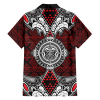 Red Aotearoa Tanilo Motif Family Matching Puletasi and Hawaiian Shirt Vintage Maori New Zealand Tribal Art Pattern LT9 - Polynesian Pride
