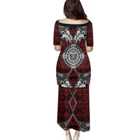 Red Aotearoa Tanilo Motif Family Matching Puletasi and Hawaiian Shirt Vintage Maori New Zealand Tribal Art Pattern LT9 - Polynesian Pride