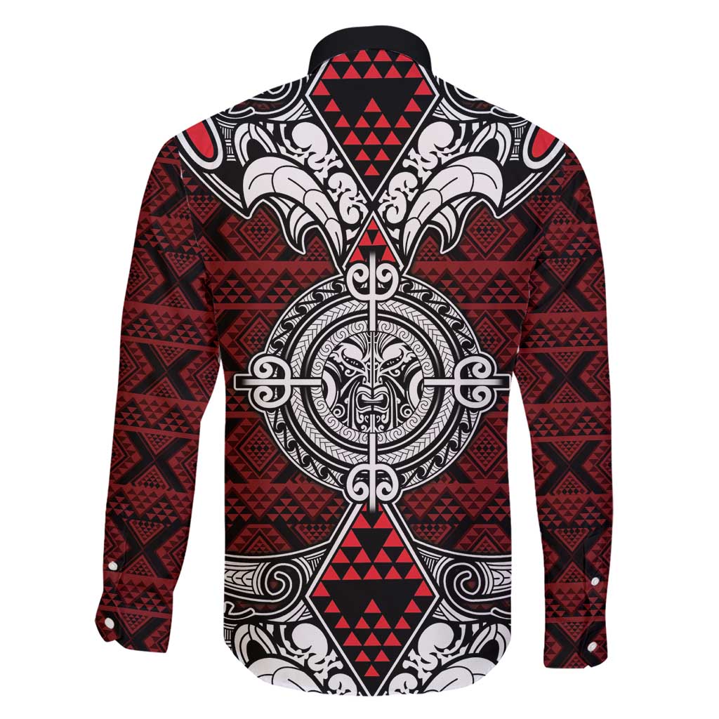 Red Aotearoa Tanilo Motif Family Matching Short Sleeve Bodycon Dress and Hawaiian Shirt Vintage Maori New Zealand Tribal Art Pattern LT9 - Polynesian Pride
