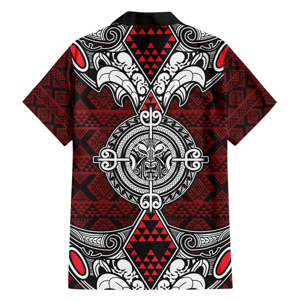 Red Aotearoa Tanilo Motif Family Matching Summer Maxi Dress and Hawaiian Shirt Vintage Maori New Zealand Tribal Art Pattern LT9 - Polynesian Pride
