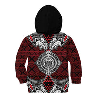 Red Aotearoa Tanilo Motif Kid Hoodie Vintage Maori New Zealand Tribal Art Pattern