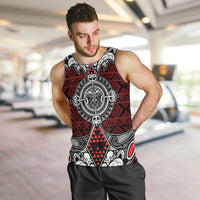 Red Aotearoa Tanilo Motif Men Tank Top Vintage Maori New Zealand Tribal Art Pattern