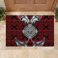 Red Aotearoa Taniko Motif Rubber Doormat Vintage Maori New Zealand Tribal Art Pattern LT9 Red - Polynesian Pride