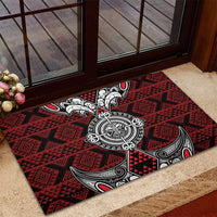 Red Aotearoa Taniko Motif Rubber Doormat Vintage Maori New Zealand Tribal Art Pattern LT9 - Polynesian Pride