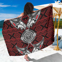 Red Aotearoa Taniko Motif Sarong Vintage Maori New Zealand Tribal Art Pattern
