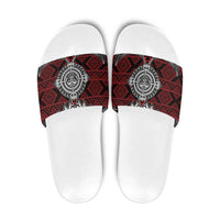 Red Aotearoa Taniko Motif Slide Sandals Vintage Maori New Zealand Tribal Art Pattern LT9 Red - Polynesian Pride