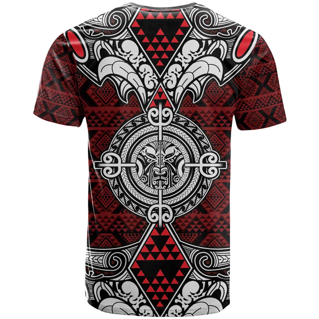 Red Aotearoa Tanilo Motif T Shirt Vintage Maori New Zealand Tribal Art Pattern LT9 - Polynesian Pride