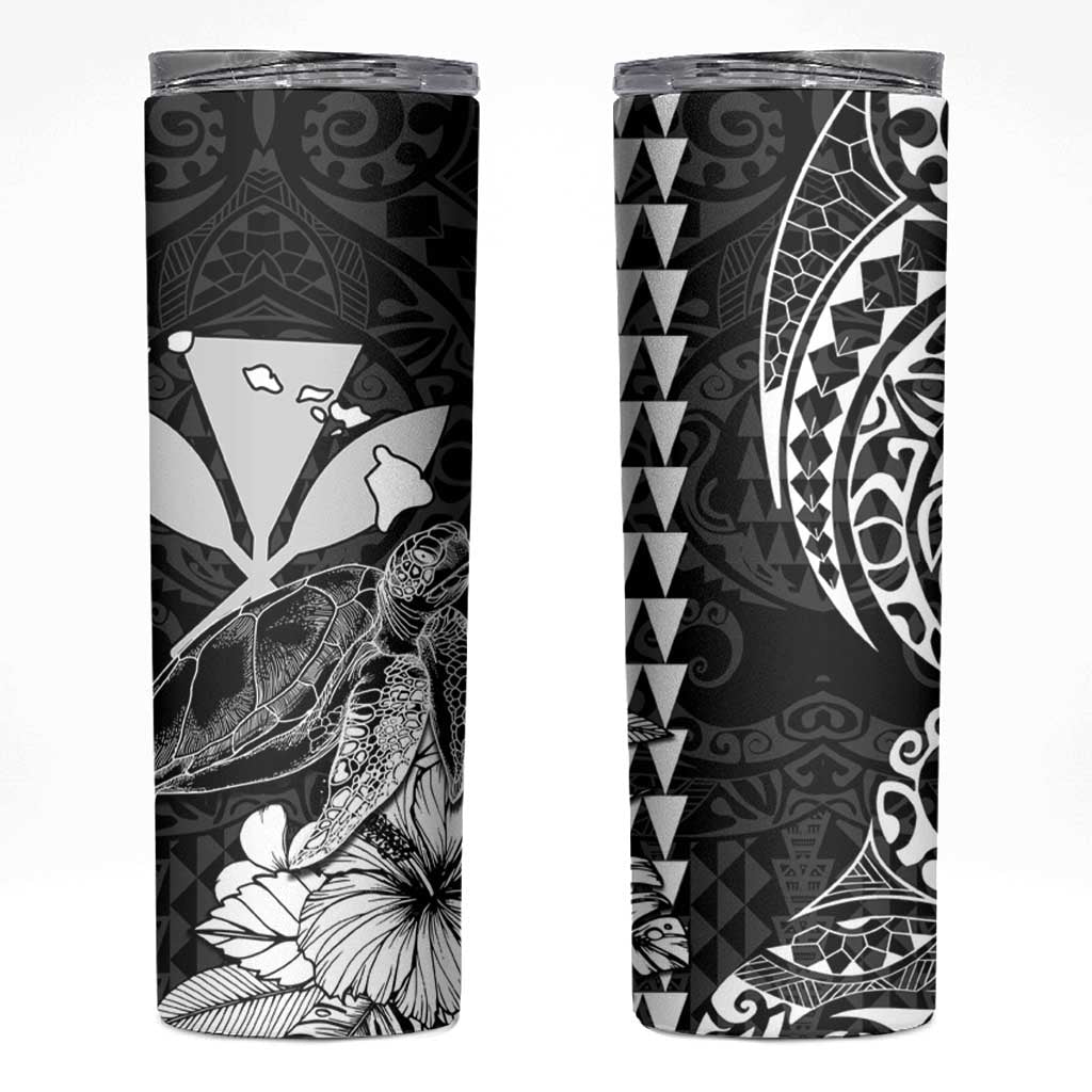 Kakau Polynesian Tribal Hawaiian Turtle Skinny Tumbler with Kanaka Maoli Black