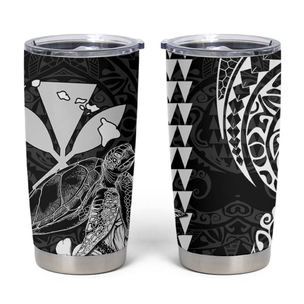 Kakau Polynesian Tribal Hawaiian Turtle Tumbler Cup with Kanaka Maoli Black