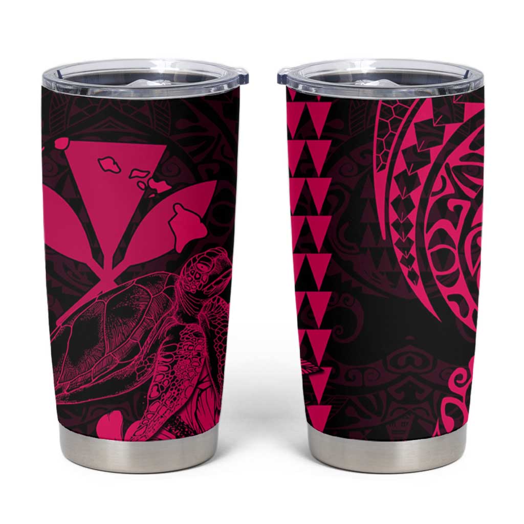 Kakau Polynesian Tribal Hawaiian Turtle Tumbler Cup with Kanaka Maoli Pink