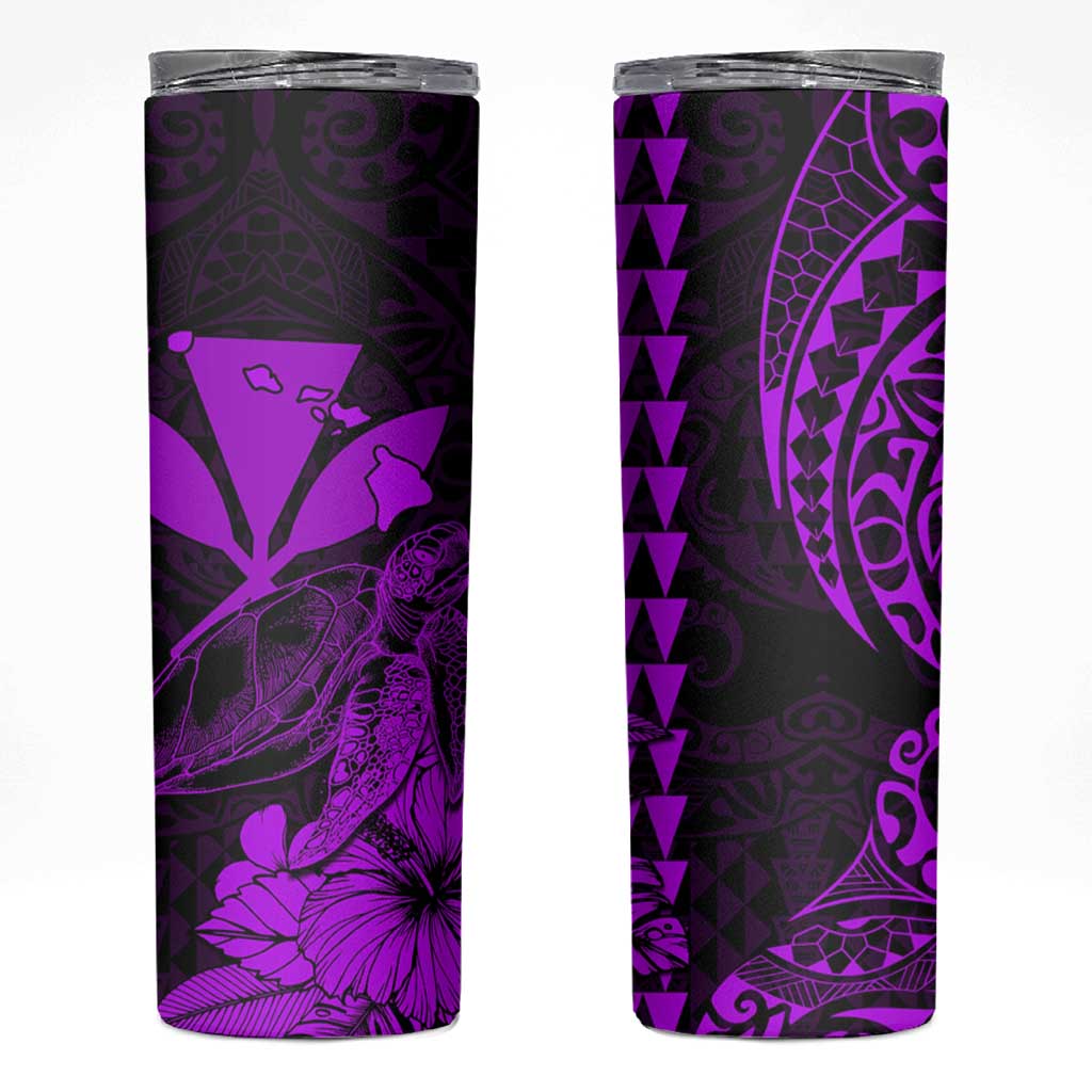 Kakau Polynesian Tribal Hawaiian Turtle Skinny Tumbler with Kanaka Maoli Purple