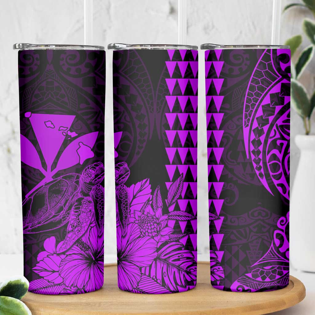 Kakau Polynesian Tribal Hawaiian Turtle Skinny Tumbler with Kanaka Maoli Purple